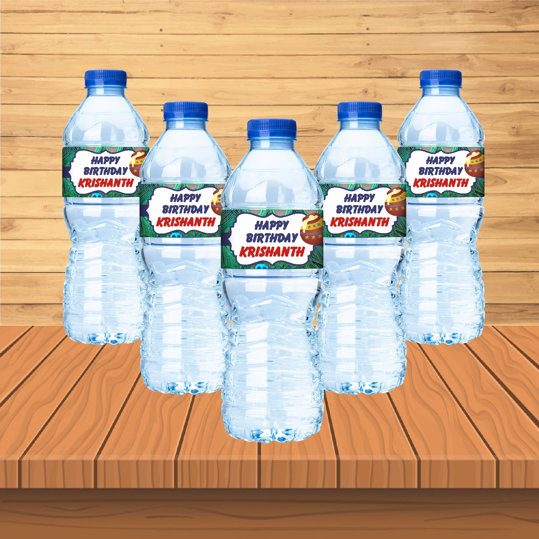 Little Krishna Theme Water Bottle Sticker