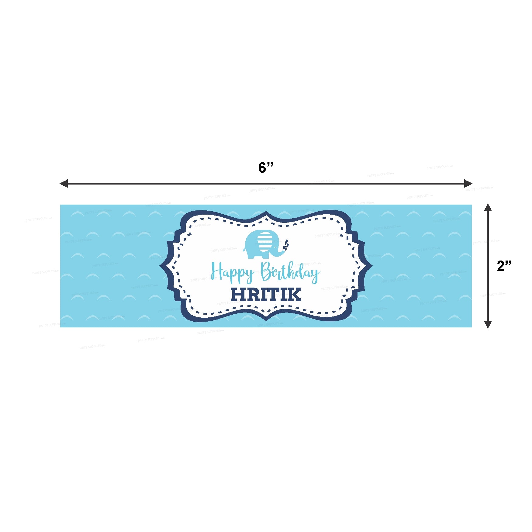 Blue Elephant Theme Water Bottle Sticker