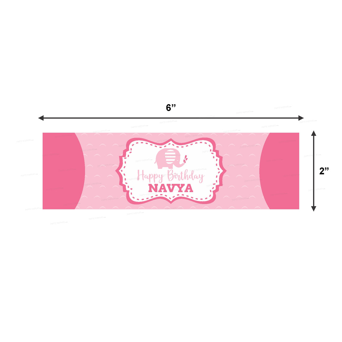 Pink Elephant Theme Water Bottle Sticker