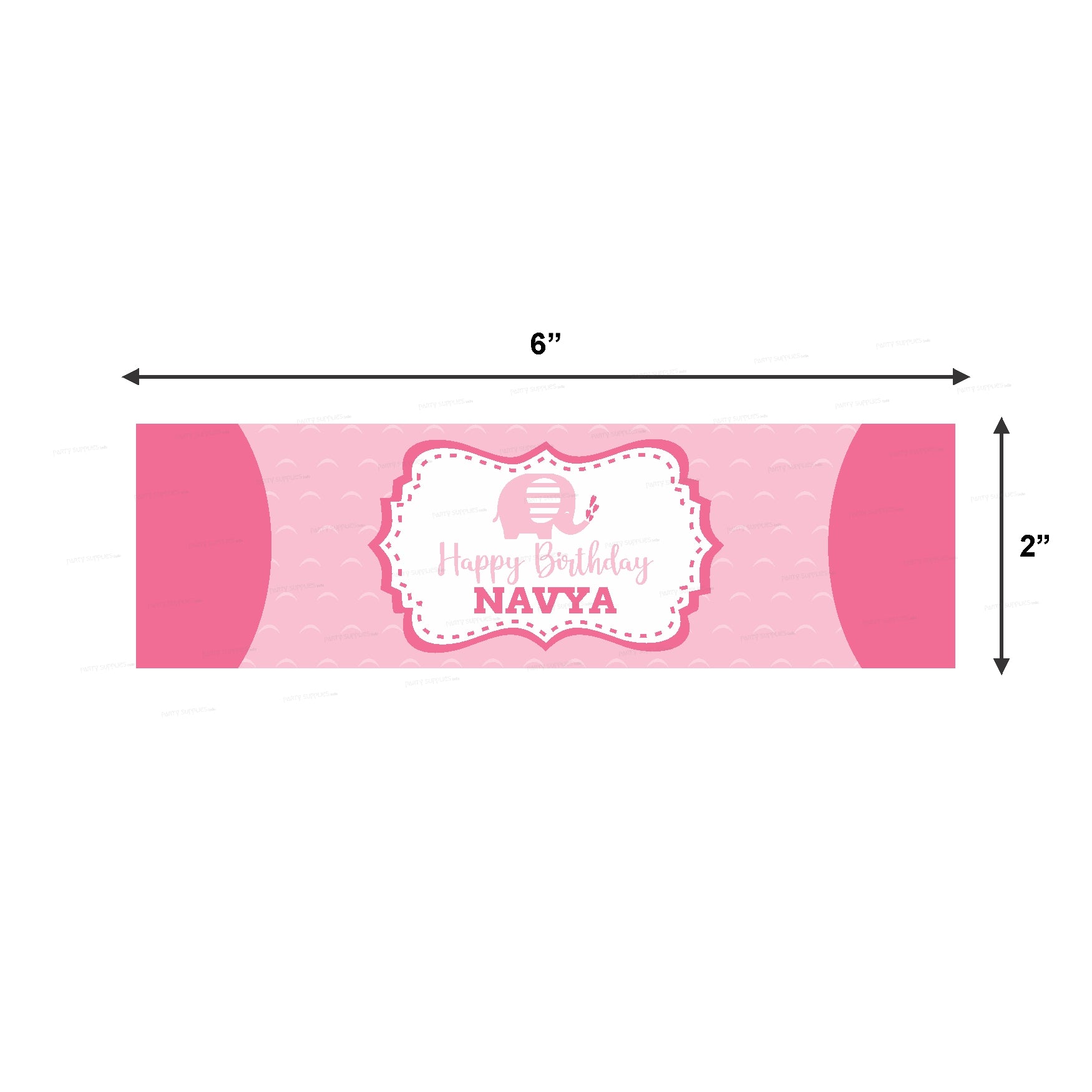 Pink Elephant Theme Water Bottle Sticker