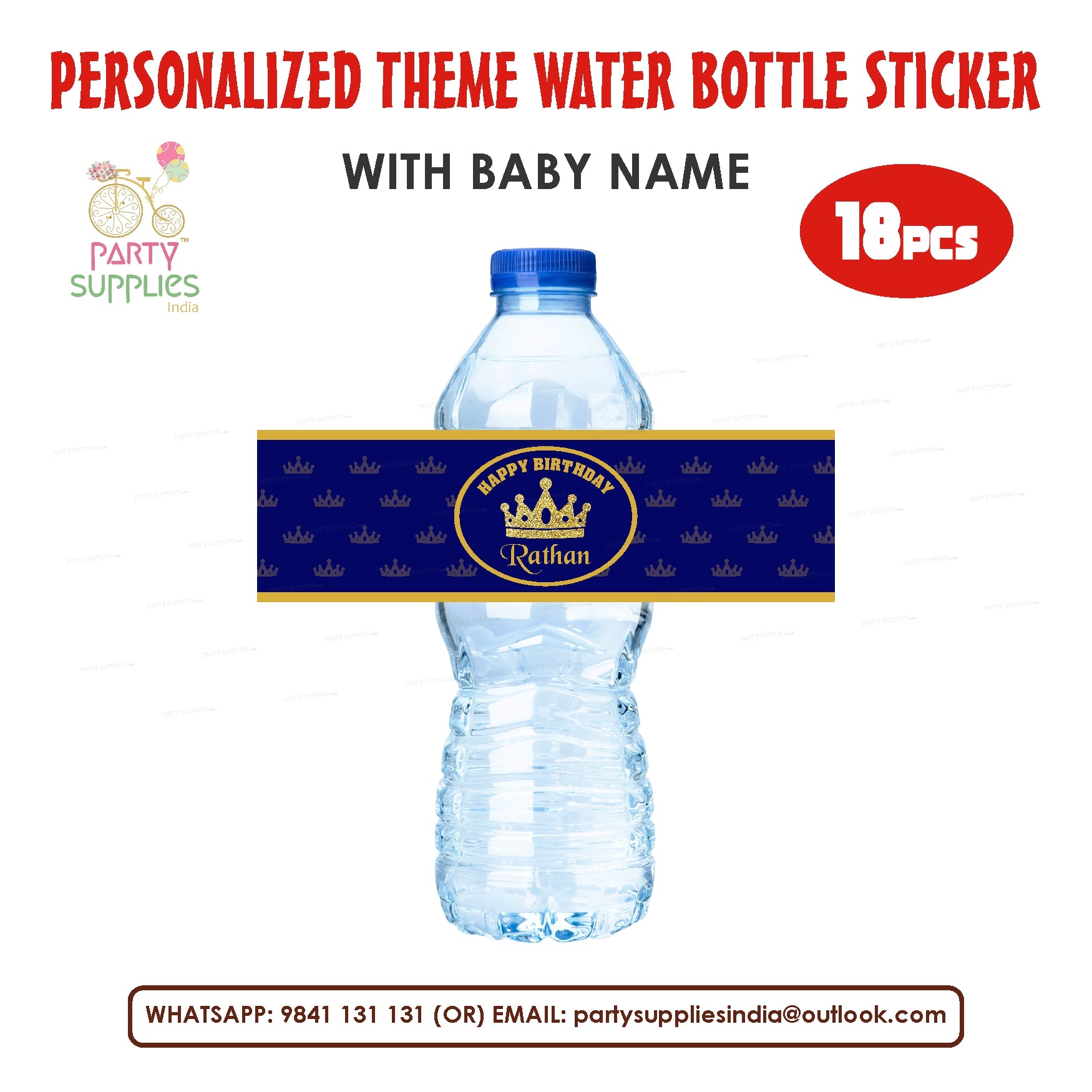 Prince Theme Water Bottle Sticker