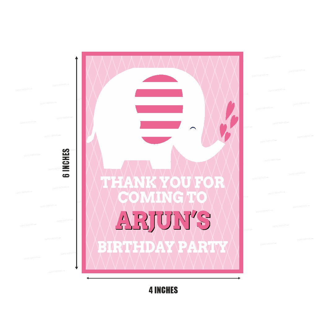 Pink Elephant Theme Thank You Card
