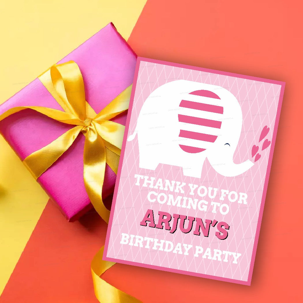 Pink Elephant Theme Thank You Card