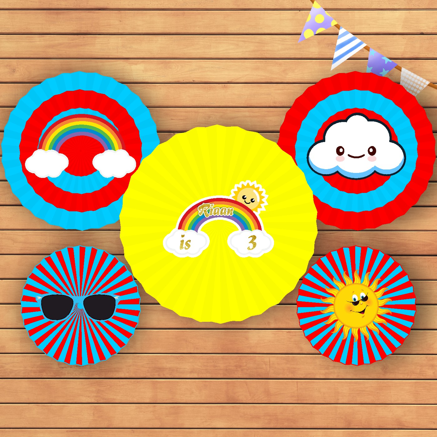 Sunshine Theme Boy Paper Fan