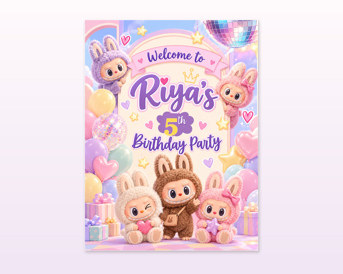 Labubu Theme Personalized Welcome Board - showcase
