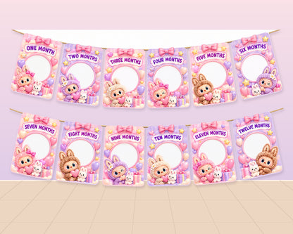 Labubu Theme 12 Months Photo Banner - showcase