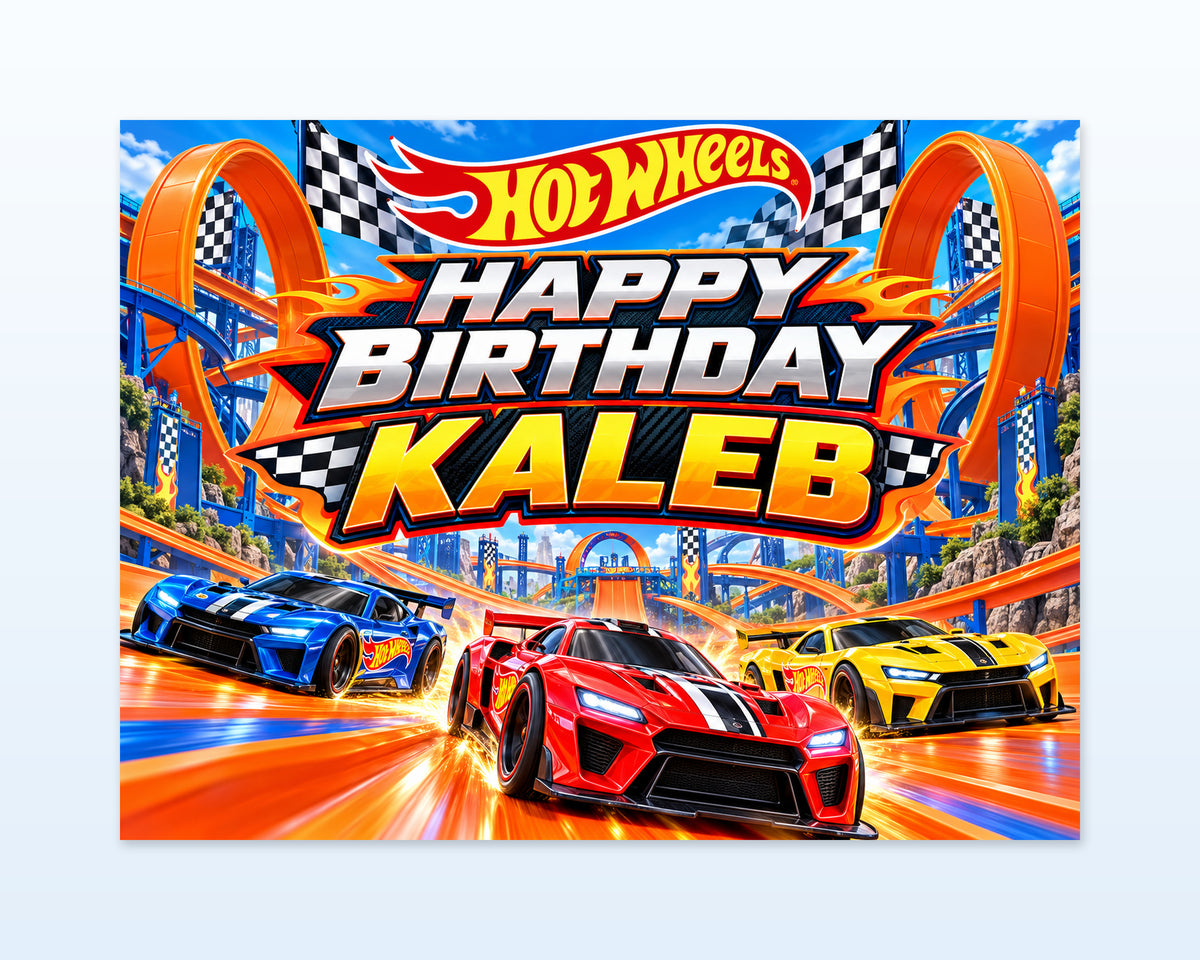 Hot Wheels Theme Personalized Backdrop - showcase
