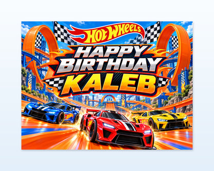 Hot Wheels Theme Personalized Backdrop - showcase