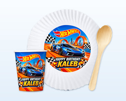 Hot Wheels Theme Party Cups and Plates Combo - showcase
