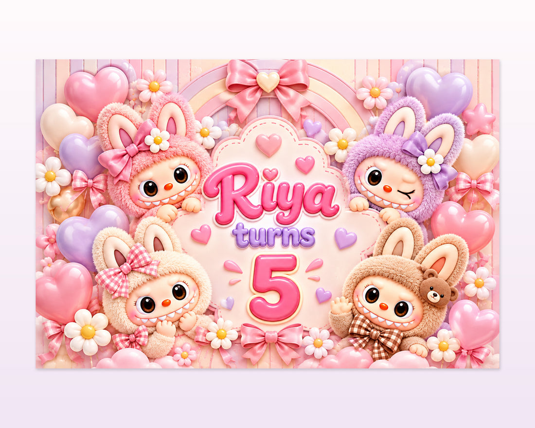 Labubu Theme Personalized Backdrop - showcase