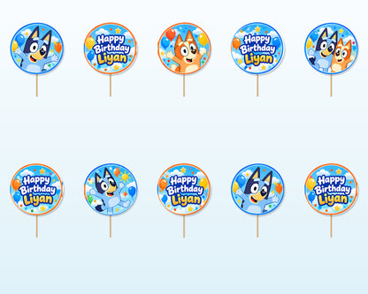 Bluey Theme Cup Cake Topper - showcase
