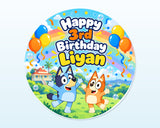 Bluey Theme Personalized Round Backdrop - showcase