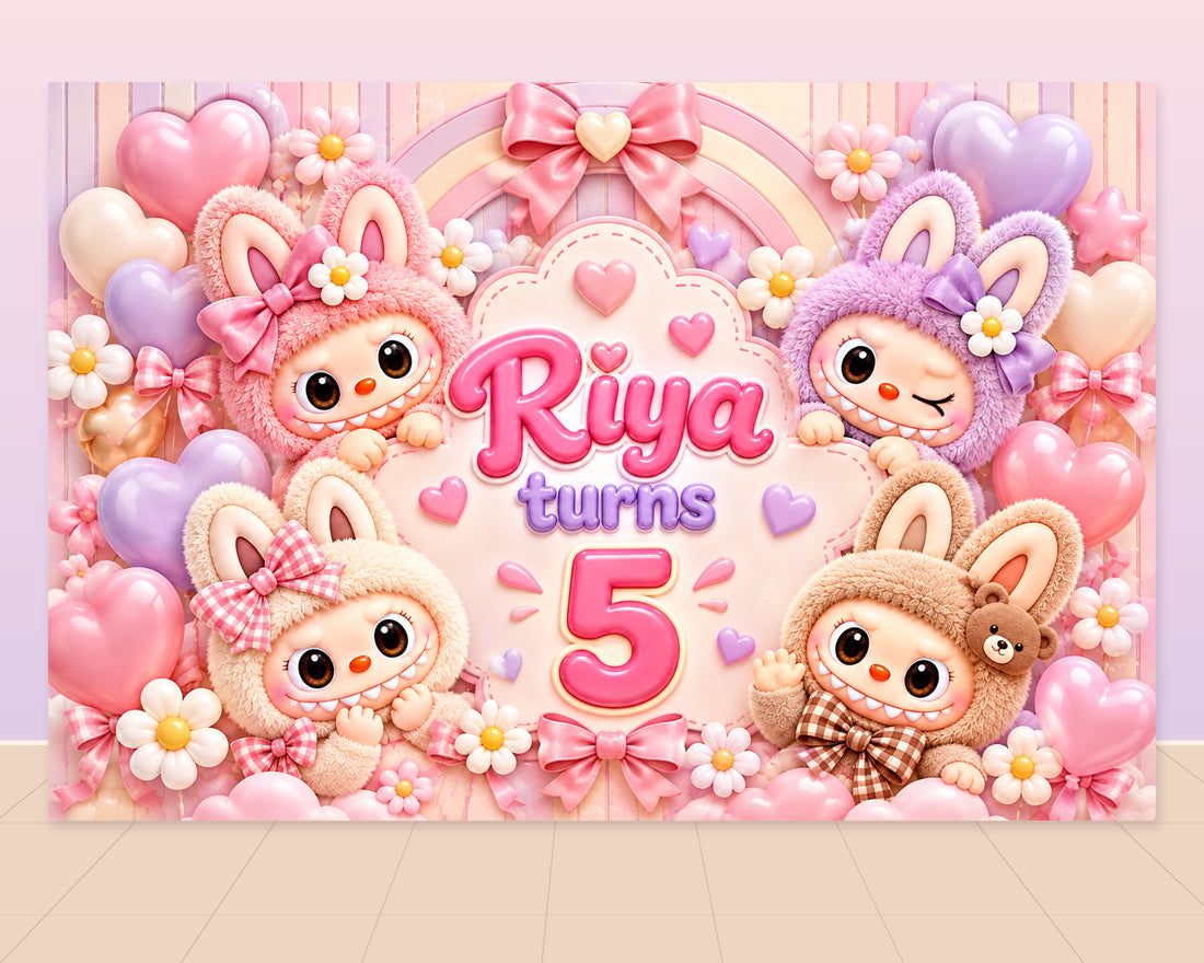Labubu Theme Personalized Backdrop - showcase