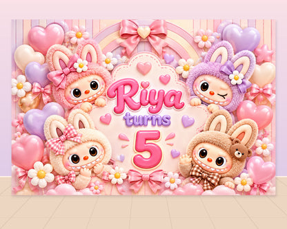 Labubu Theme Personalized Backdrop - showcase