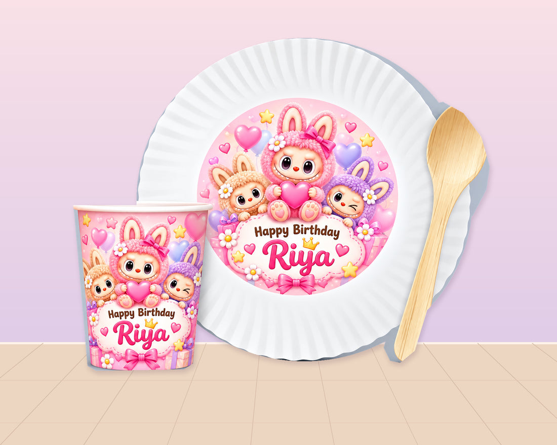 Labubu Theme Party Cups and Plates Combo - showcase