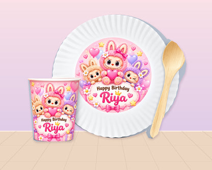 Labubu Theme Party Cups and Plates Combo - showcase