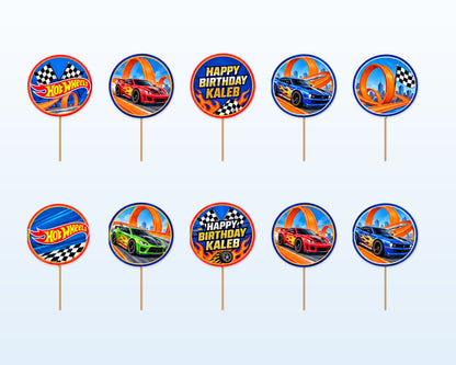 Hot Wheels Theme Customized Cup Cake Topper - showcase
