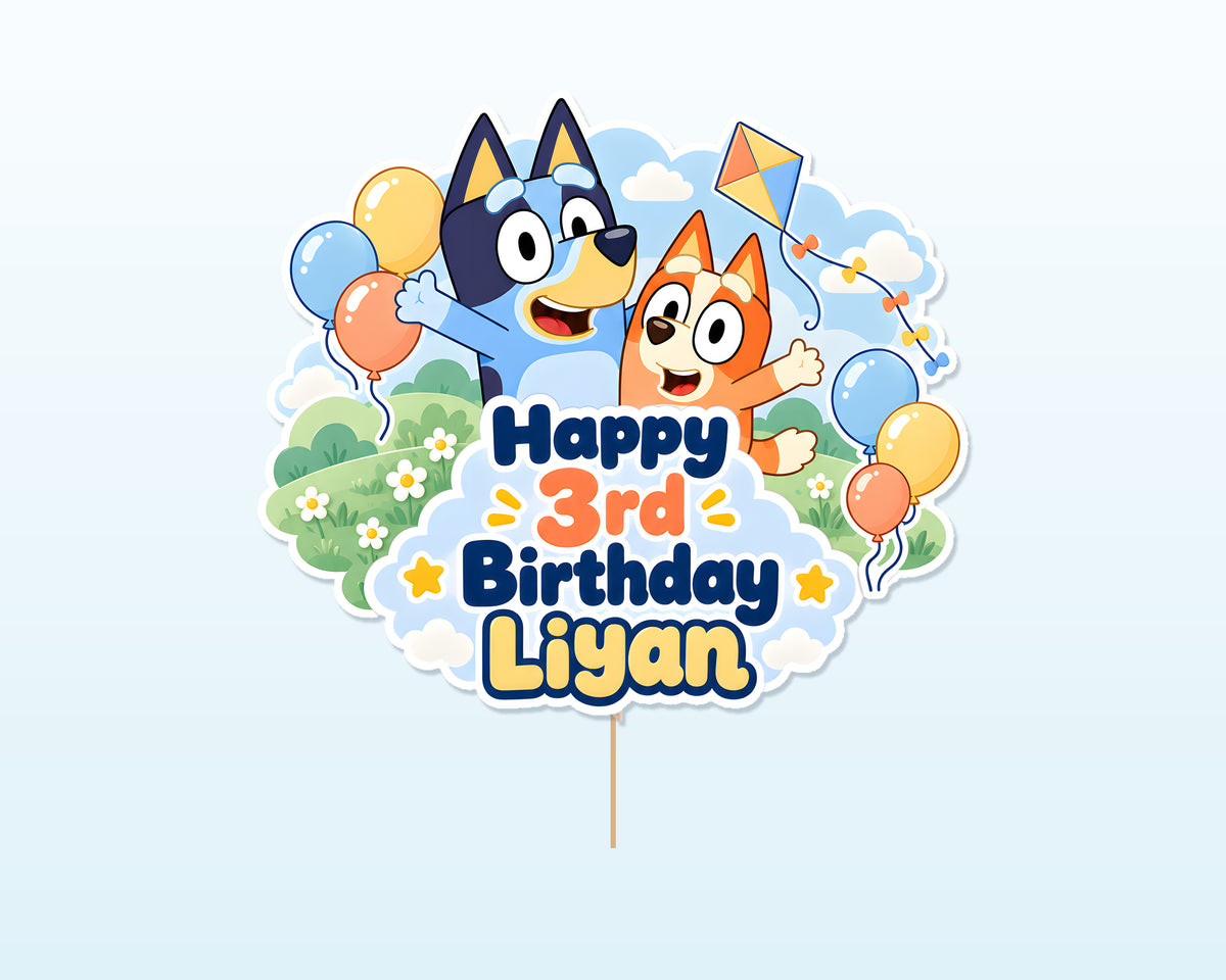 Bluey Theme Customized Cake Topper - showcase