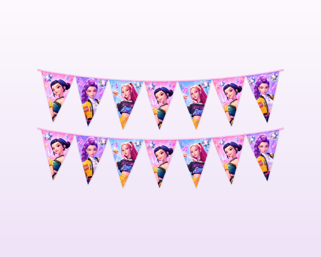 K-Pop Demon Hunters Theme Flag Hanging - showcase