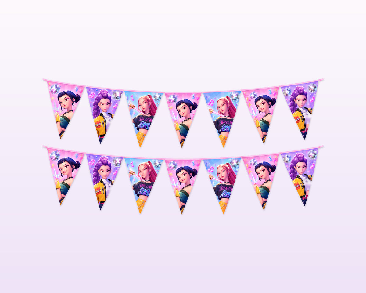 K-Pop Demon Hunters Theme Flag Hanging - showcase