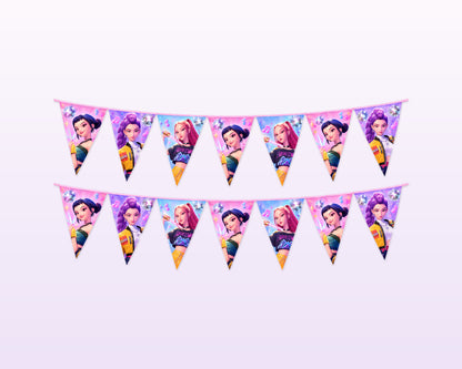 K-Pop Demon Hunters Theme Flag Hanging - showcase