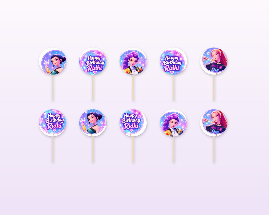 K-Pop Demon Hunters Theme Cup Cake Topper - showcase