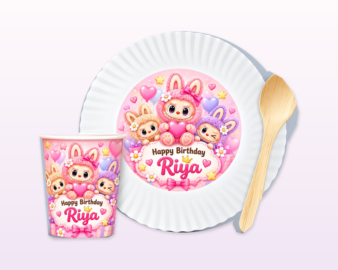 Labubu Theme Party Cups and Plates Combo - showcase