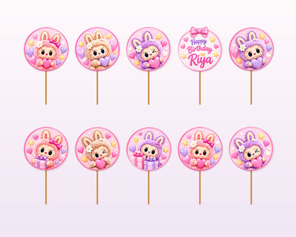 Labubu Theme Cup Cake Topper - showcase