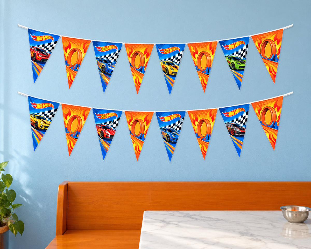 Hot Wheels Theme Flag Hanging - in use