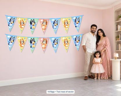 Bluey Theme Flag Hanging - in use
