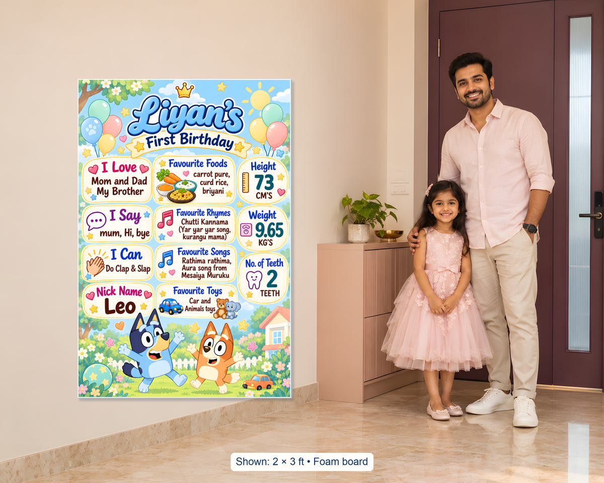 Bluey Theme Personalized Chalkboard - in use