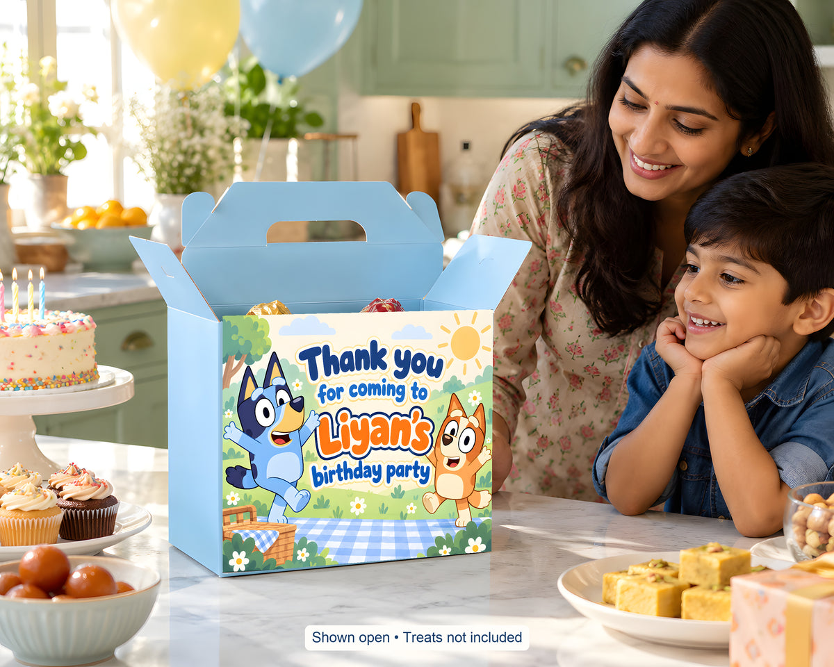 Bluey Theme Goodie Return Gift Boxes - in use