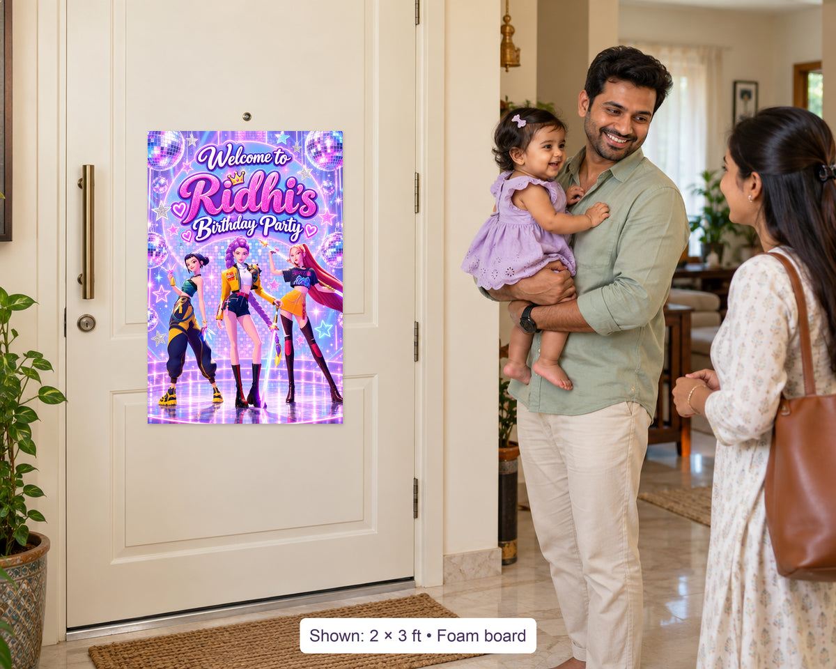 K-Pop Demon Hunters Theme Personalized Welcome Board - in use