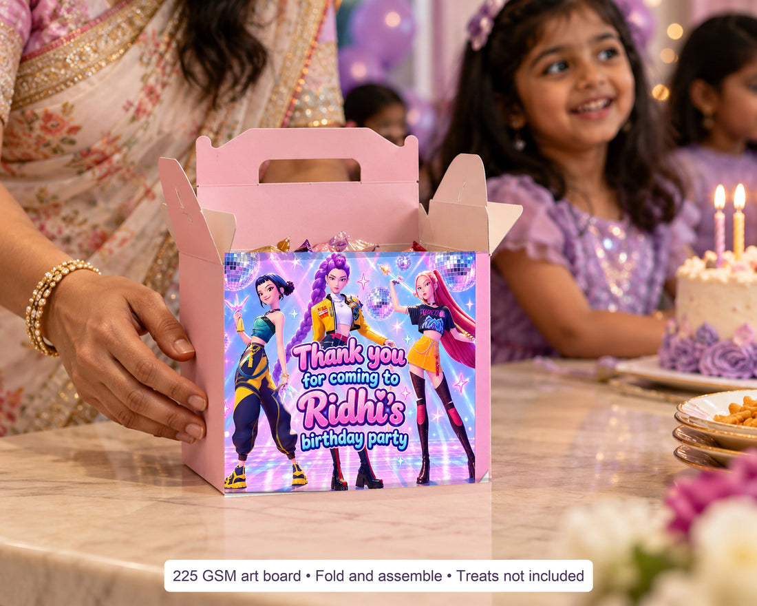 K-Pop Demon Hunters Theme Goodie Return Gift Boxes - in use