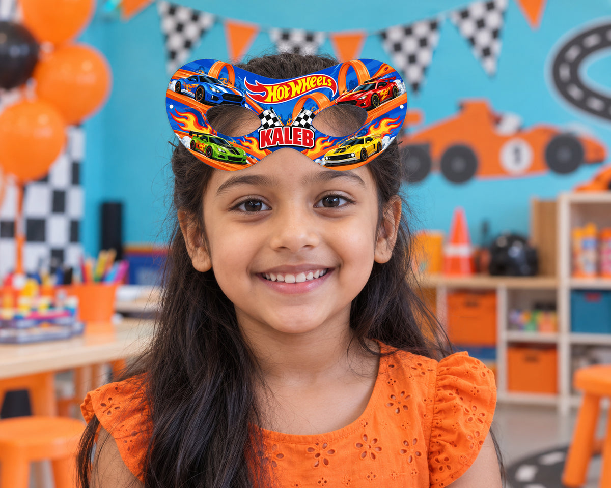 Hot Wheels Theme Personalized Eye Mask - in use