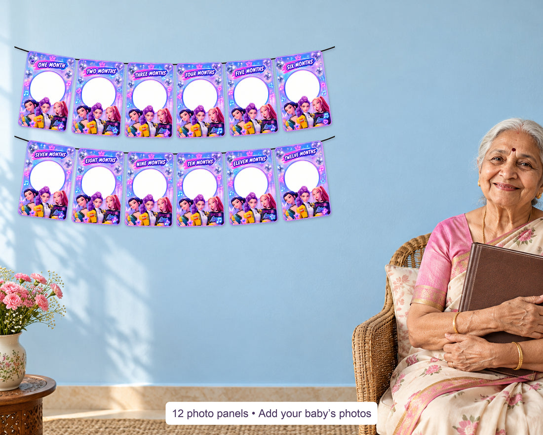 K-Pop Demon Hunters Theme 12 Months Photo Banner - in use
