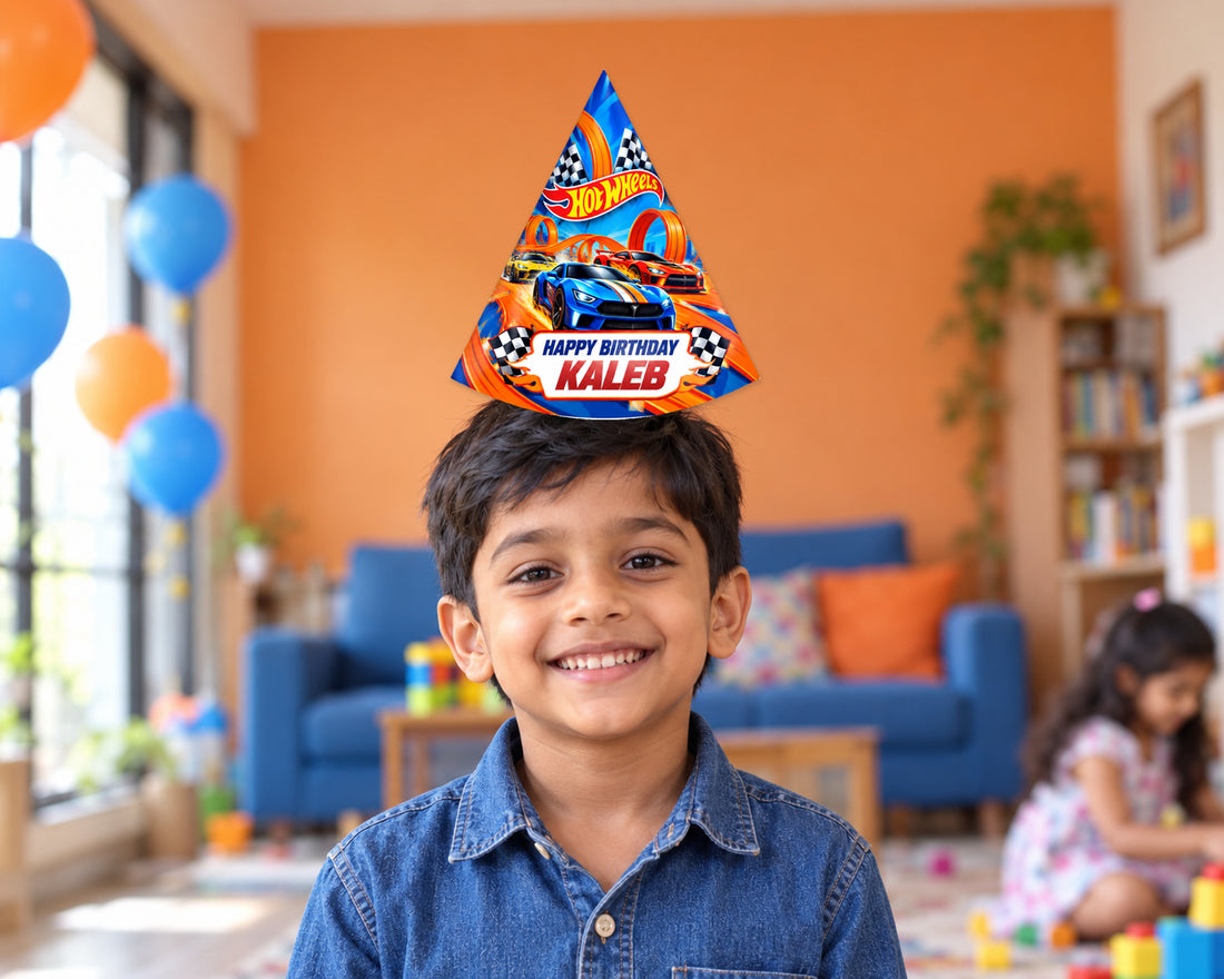 Hot Wheels Theme Personalized Hat - in use