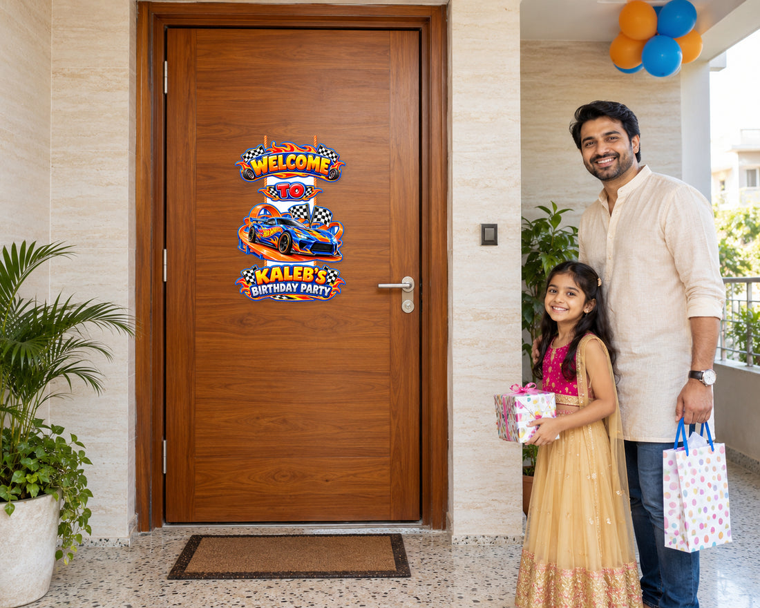 Hot Wheels Theme Personalized Door Hanging - in use