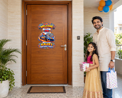 Hot Wheels Theme Personalized Door Hanging - in use
