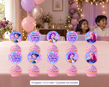 K-Pop Demon Hunters Theme Cup Cake Topper - in use