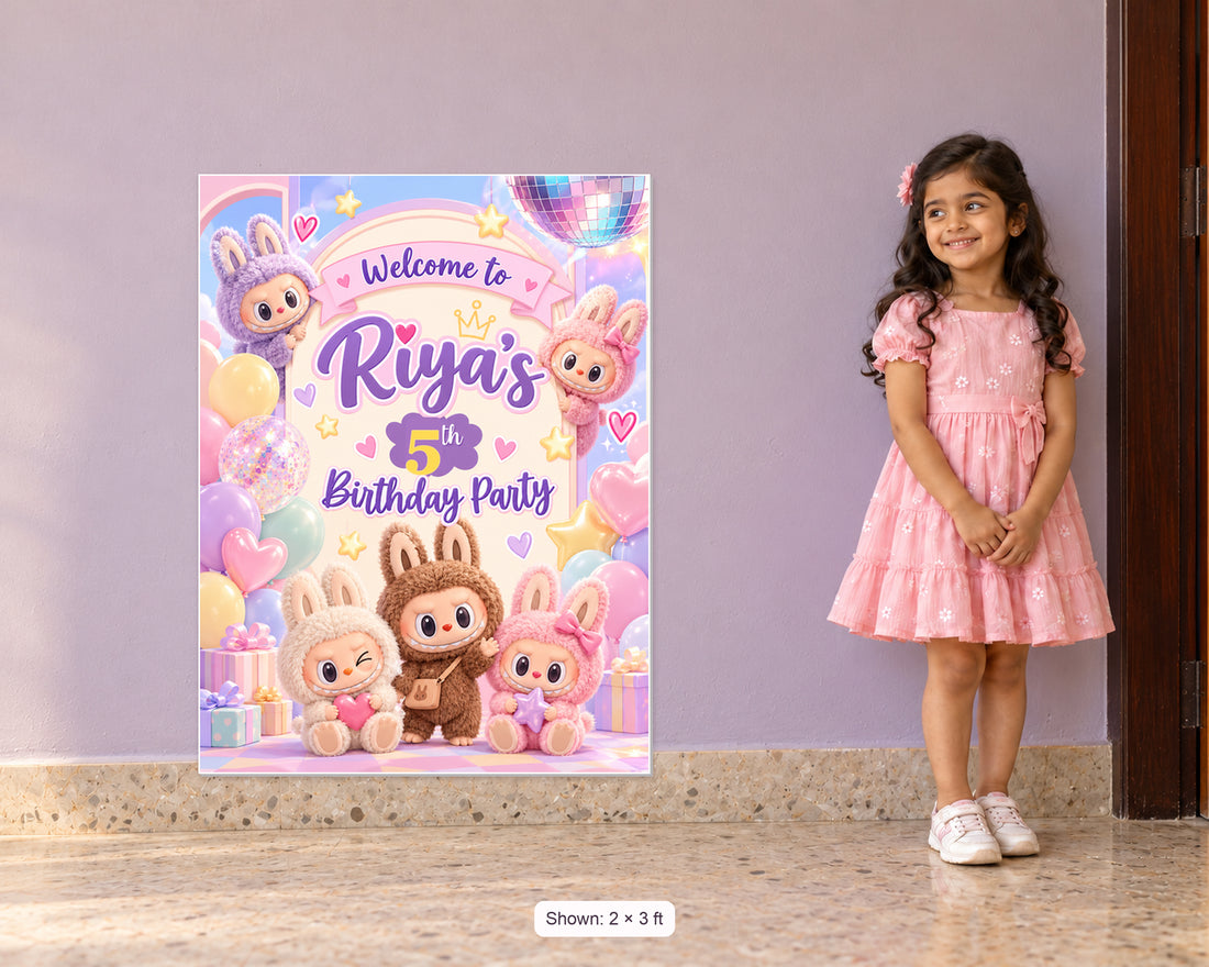 Labubu Theme Personalized Welcome Board - in use