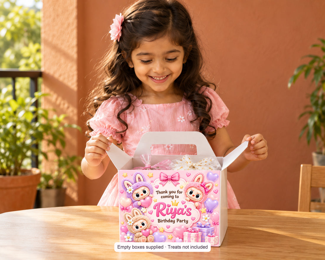 Labubu Theme Goodie Return Gift Boxes - in use