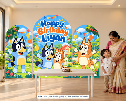 Bluey Theme Arch Backdrop - in use