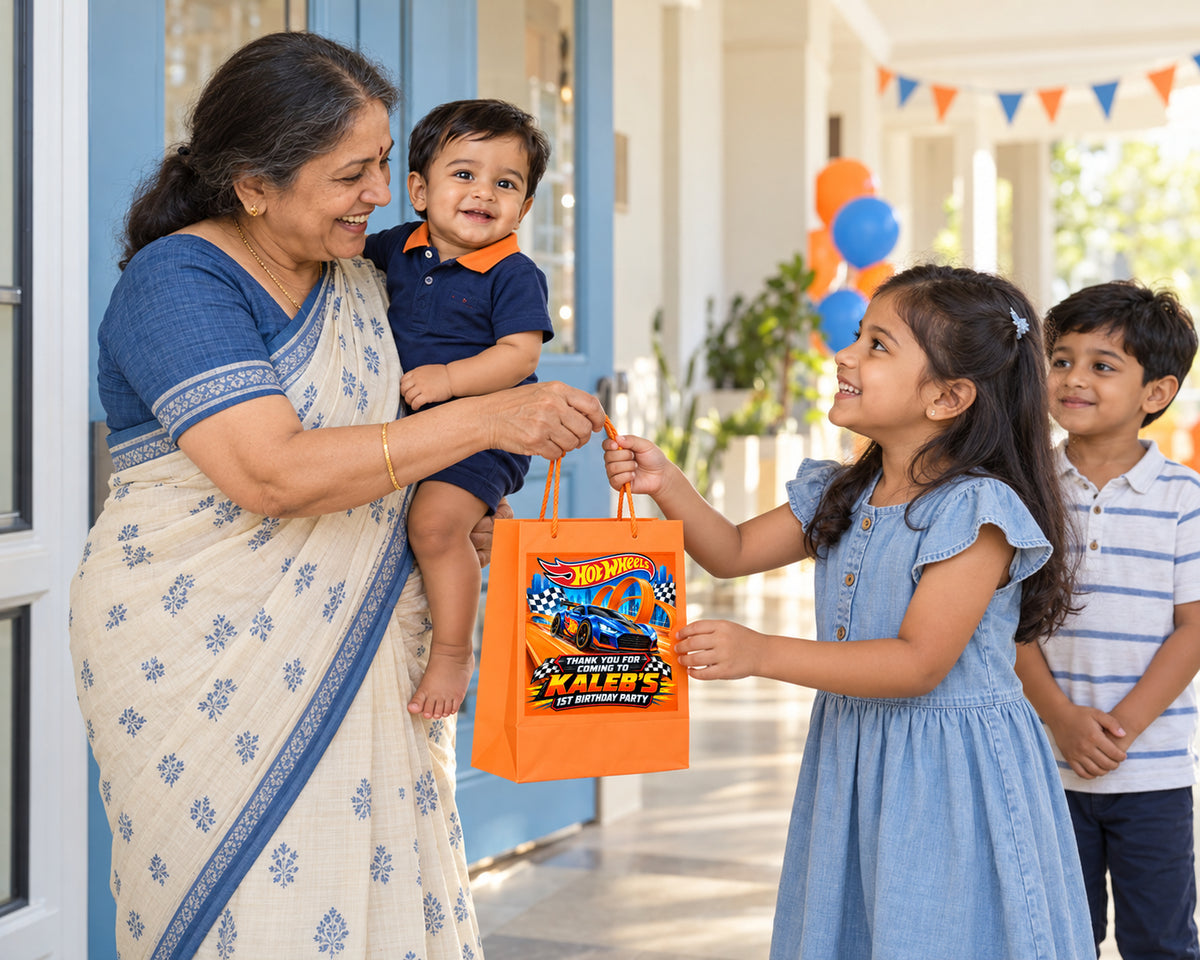 Hot Wheels Theme Return Gift Bag - in use