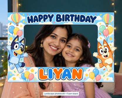 Bluey Theme Personalized Photobooth - in use