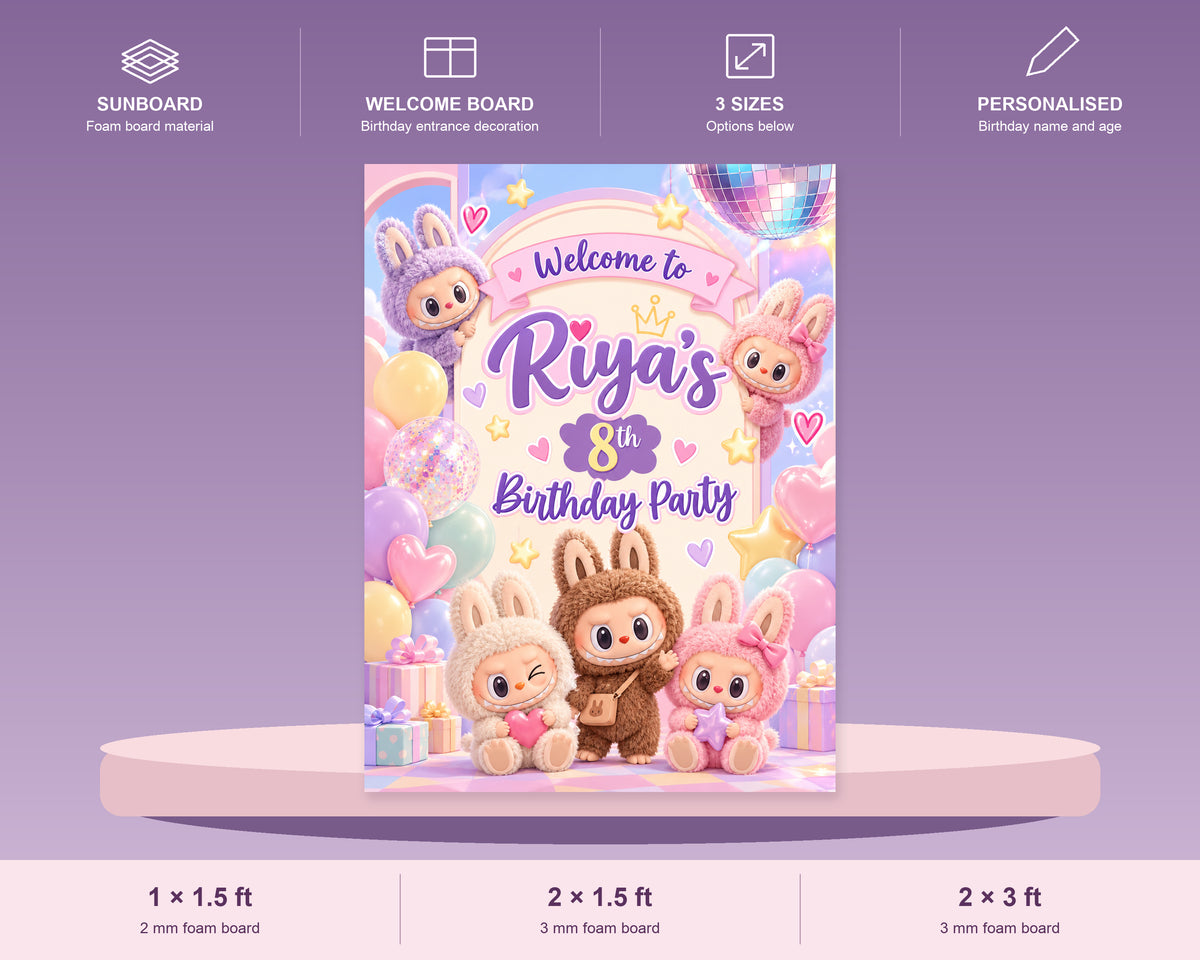 Labubu Theme Personalized Welcome Board - product details