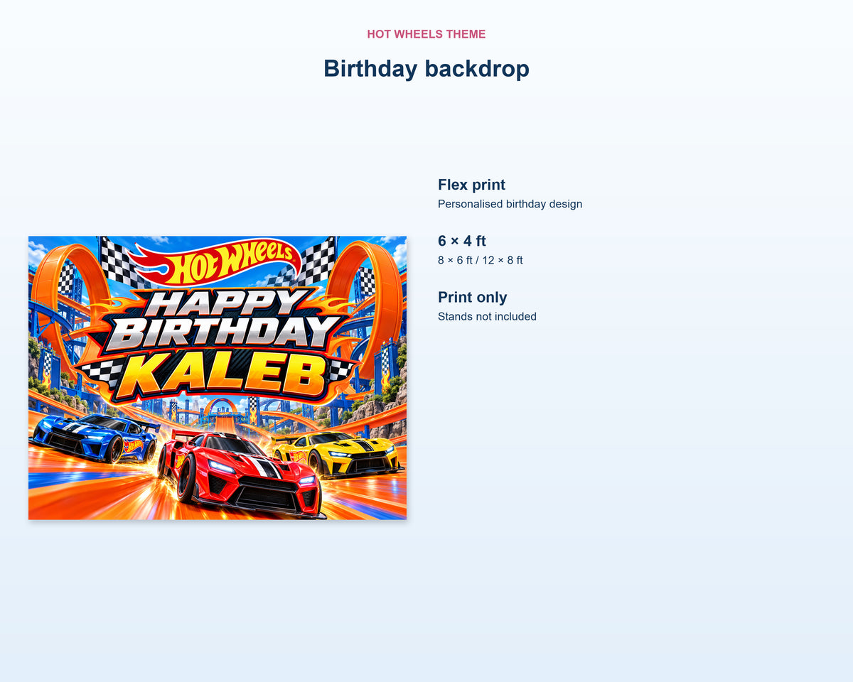 Hot Wheels Theme Personalized Backdrop - product details