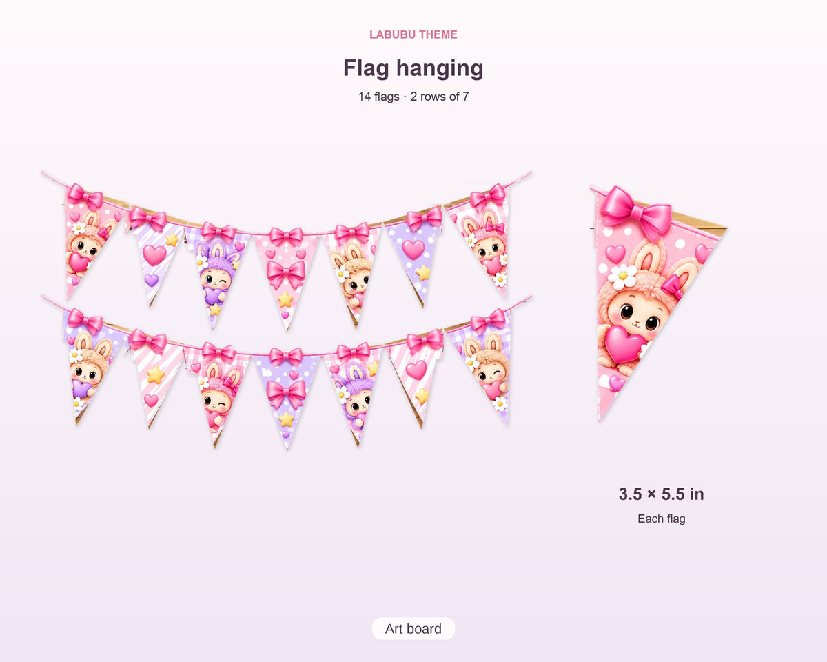 Labubu Theme Flag Hanging - size and details
