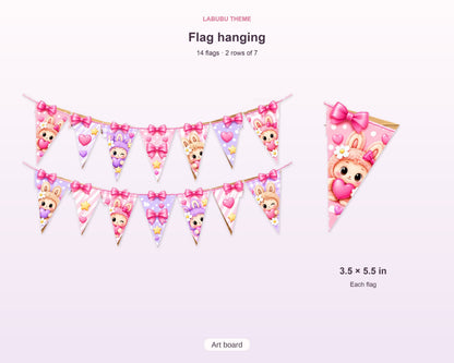 Labubu Theme Flag Hanging - size and details