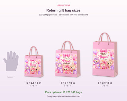 Labubu Theme Return Gift Bag - size and details